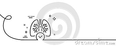 Lungs line icon. Pneumonia disease sign. Continuous line with curl. Vector Vector Illustration
