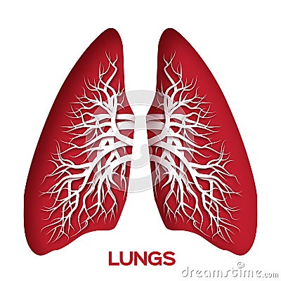 Lungs origami. Red Vector Illustration