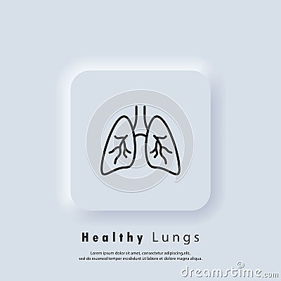 Lungs. Pneumonia icon. Inflammatory in lungs. Asthma or tuberculosis. Vector. UI icon. Neumorphic UI UX white user interface web Vector Illustration