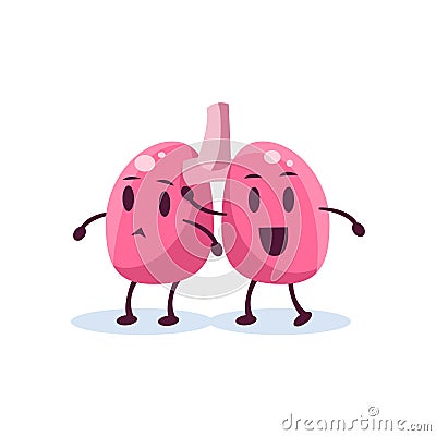 Lungs Primitive Style Cartoon Character Vector Illustration