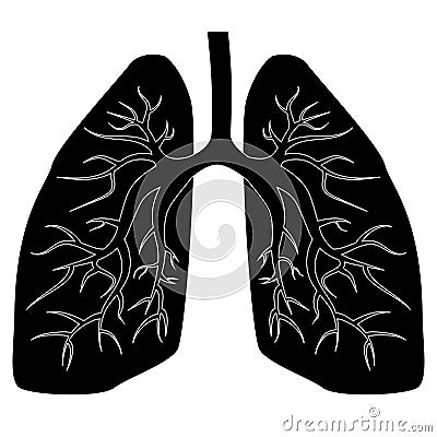 Lungs silhouette isolated on white. Design element Vector Illustration