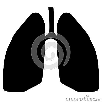 Lungs silhouette isolated on white. Icon or design element Vector Illustration