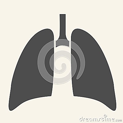 Lungs solid icon. Human internal organ glyph style pictogram on white background. Respiratory lung health for mobile Vector Illustration