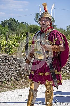 LUNI, MASSA CARRARA, ITALY â€“ JUNE 2, 2019: Community event, Ancient Rome reenactment near Portus Lunae, genuine Editorial Stock Photo