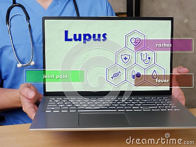 Lupus joint pain rashes fever sign on the sheet. Stock Photo