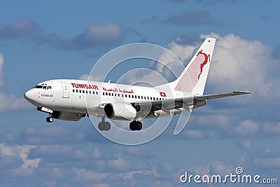 Luqa, Malta - 19 February 2009: Tunisian 737. Editorial Stock Photo