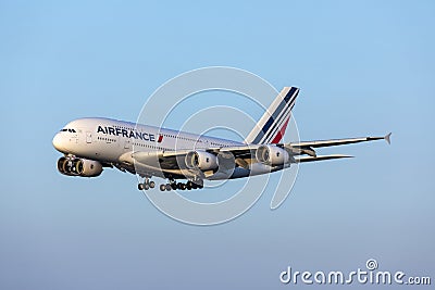 Super Jumbo A380 in Air France colors Editorial Stock Photo