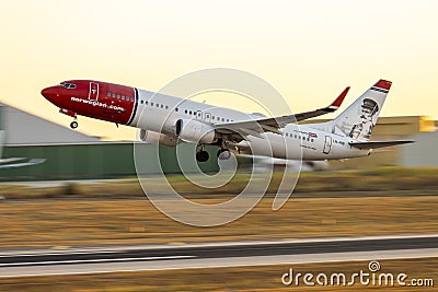 Norwegian B737 late evening take off Editorial Stock Photo