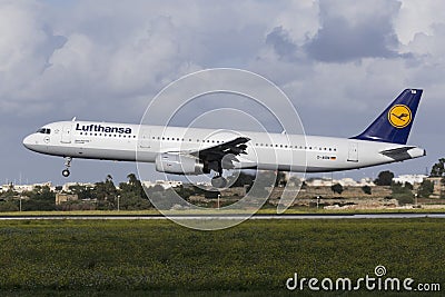 Luqa, Malta - 28 November 2015: Lufthansa A321. Editorial Stock Photo