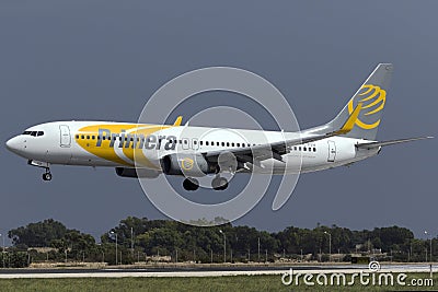 Luqa, Malta 7 October 2015: 737 landing. Editorial Stock Photo