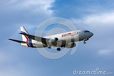 Cargo 737 landing in nice sky Editorial Stock Photo