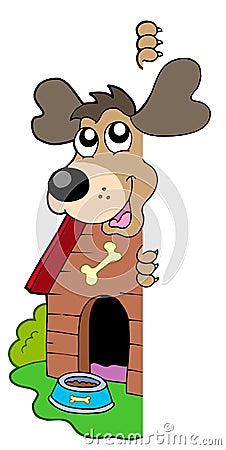 Lurking dog Vector Illustration