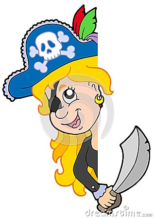 Lurking pirate girl Vector Illustration