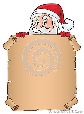 Lurking Santa Claus holding parchment 2 Vector Illustration