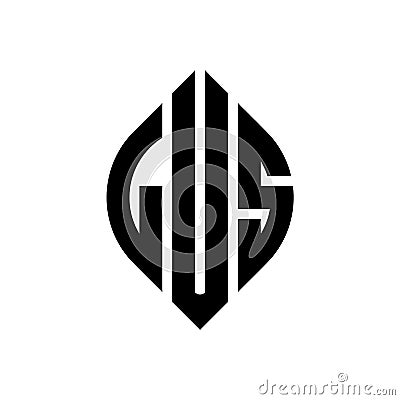 LUS circle letter logo design with circle and ellipse shape. LUS ellipse letters with typographic style. The three initials form a Vector Illustration