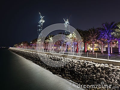 Lusail City at Night - Rocky Marina - Doha - Qatar Stock Photo