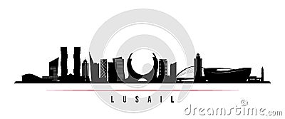 Lusail skyline horizontal banner. Vector Illustration