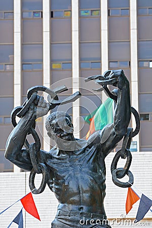 The Zambian Freedom statue in front of the government offices in downtown Lusaka, Zambia Editorial Stock Photo