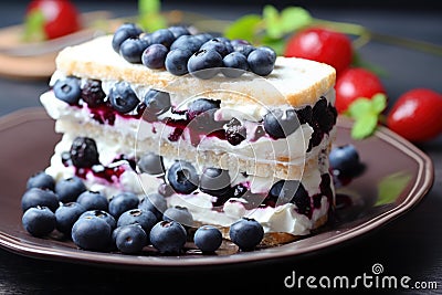 Luscious Sandwich cream blueberry. Generate Ai Stock Photo