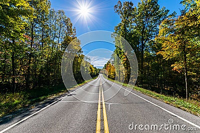 Lush Farmland Roads Flowing Around Raystown Lake, in Pennsylvania Stock Photo