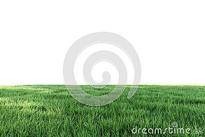 Lush green grass lawn fresh nature isolated on white background with clipping path 3d render Cartoon Illustration