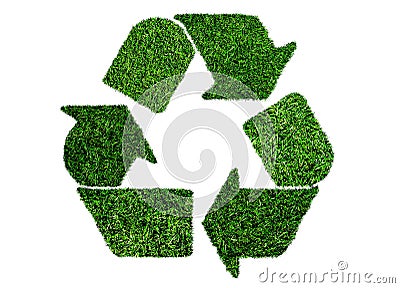 Lush green grass recycling symbol, sustainability concept Stock Photo