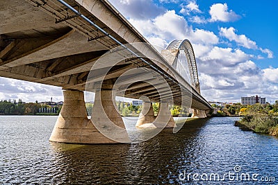 The Lusitania Bridge over the Guadiana River in Merida, Extremadura, Spain Stock Photo