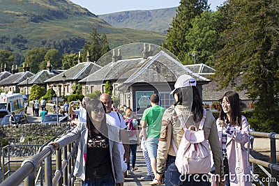 Luss, Argyll & Bute, Scotland, August, 25, 2019: Hundreds of people visit a small picturesque village on the west bank of Loch Lom Editorial Stock Photo