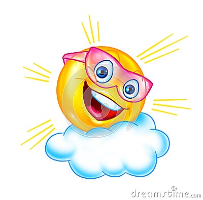 Lustige Sonne- Und Wolkenkarikatur Stockfoto - Bild: 27978800
