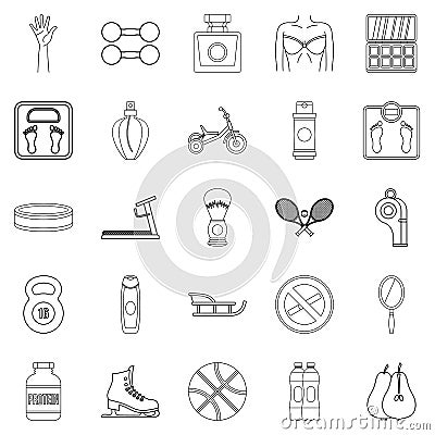 Lustiness icons set, outline style Vector Illustration