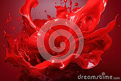 Lustrous Red liquid paint. Generate Ai Stock Photo
