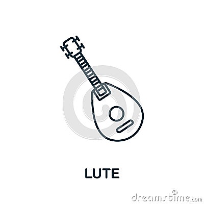Lute line icon. Simple element from musical instruments collection. Creative Lute outline icon for web design, templates Vector Illustration