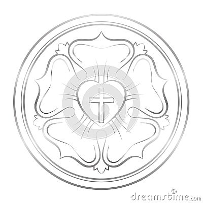 Luther Symbol Silver Rose Vector Illustration
