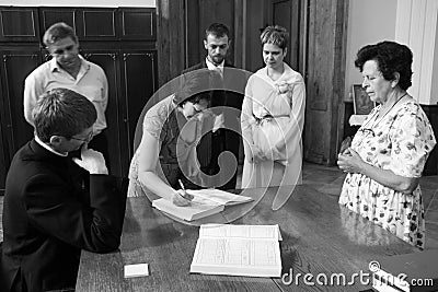 Witness is signing significant document Editorial Stock Photo
