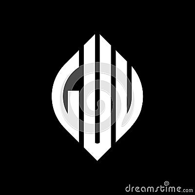 LUU circle letter logo design with circle and ellipse shape. LUU ellipse letters with typographic style. The three initials form a Vector Illustration