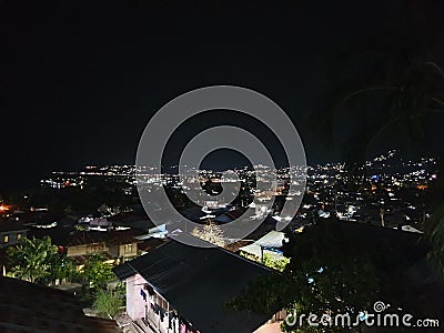 Luwuk city at night, light, residence Stock Photo