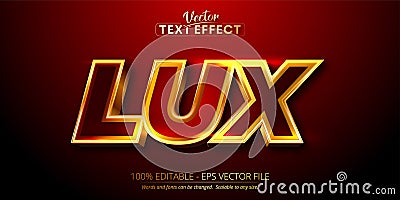 Lux text, shiny gold style editable text effect Stock Photo