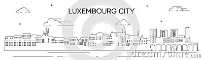 Luxembourg City skyline line art vector illustration Vector Illustration