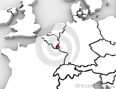 Luxembourg 3d Abstract Map Europe Stock Photo