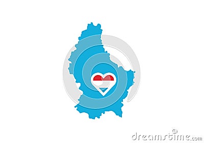 Luxembourg outline map country shape state borders national symbol flag Vector Illustration