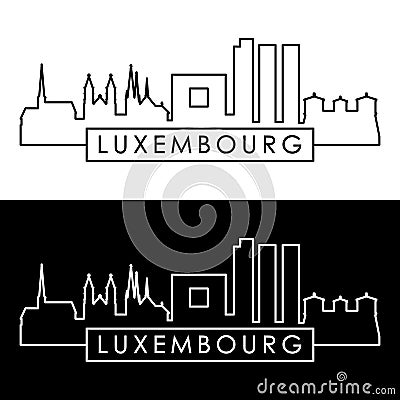 Luxembourg skyline. Linear style. Vector Illustration