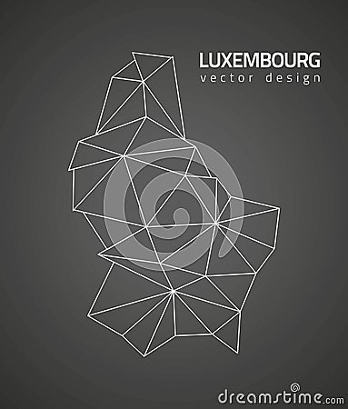Luxembourg vector black triangle mosaic outline map Vector Illustration