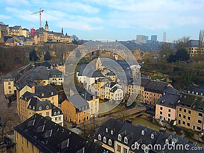 Luxembourg view of Grund Stock Photo