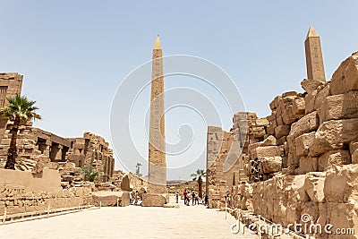 Thutmose I Obelisk in Amun Temple, Karnak, Luxor Editorial Stock Photo