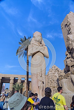 Luxor, Egypt. February 20, 2017: Statue of an Egyptian deity ins Editorial Stock Photo