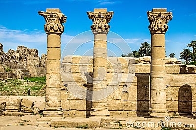 Luxor, Karnak Temple Complex. column egypt. ancient building, Stop ruins, pillars. Stock Photo