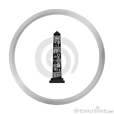 Luxor obelisk icon in monochrome style isolated on white background. Ancient Egypt symbol. Vector Illustration