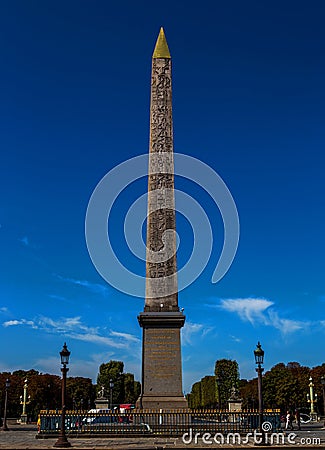 Luxor Obelisk in Place de la Concorde, Paris Editorial Stock Photo