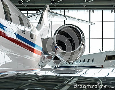 Business Jets in Hangar Stock Photo