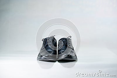 Luxuary man leather black shoe on the white isolation backtground Stock Photo